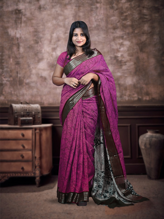 Dark Purple Kolkata Silk Saree