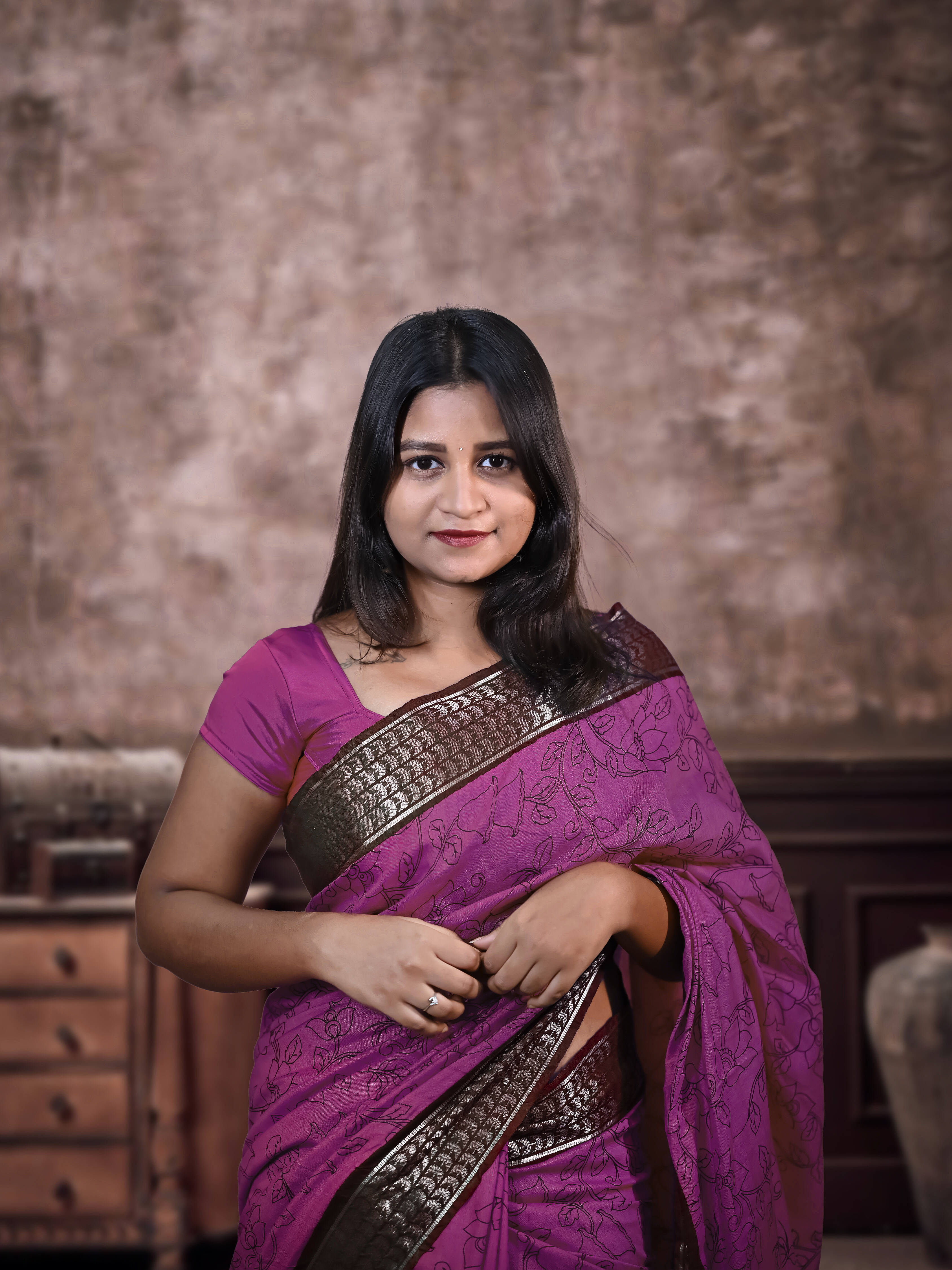 Dark Purple Kolkata Silk Saree