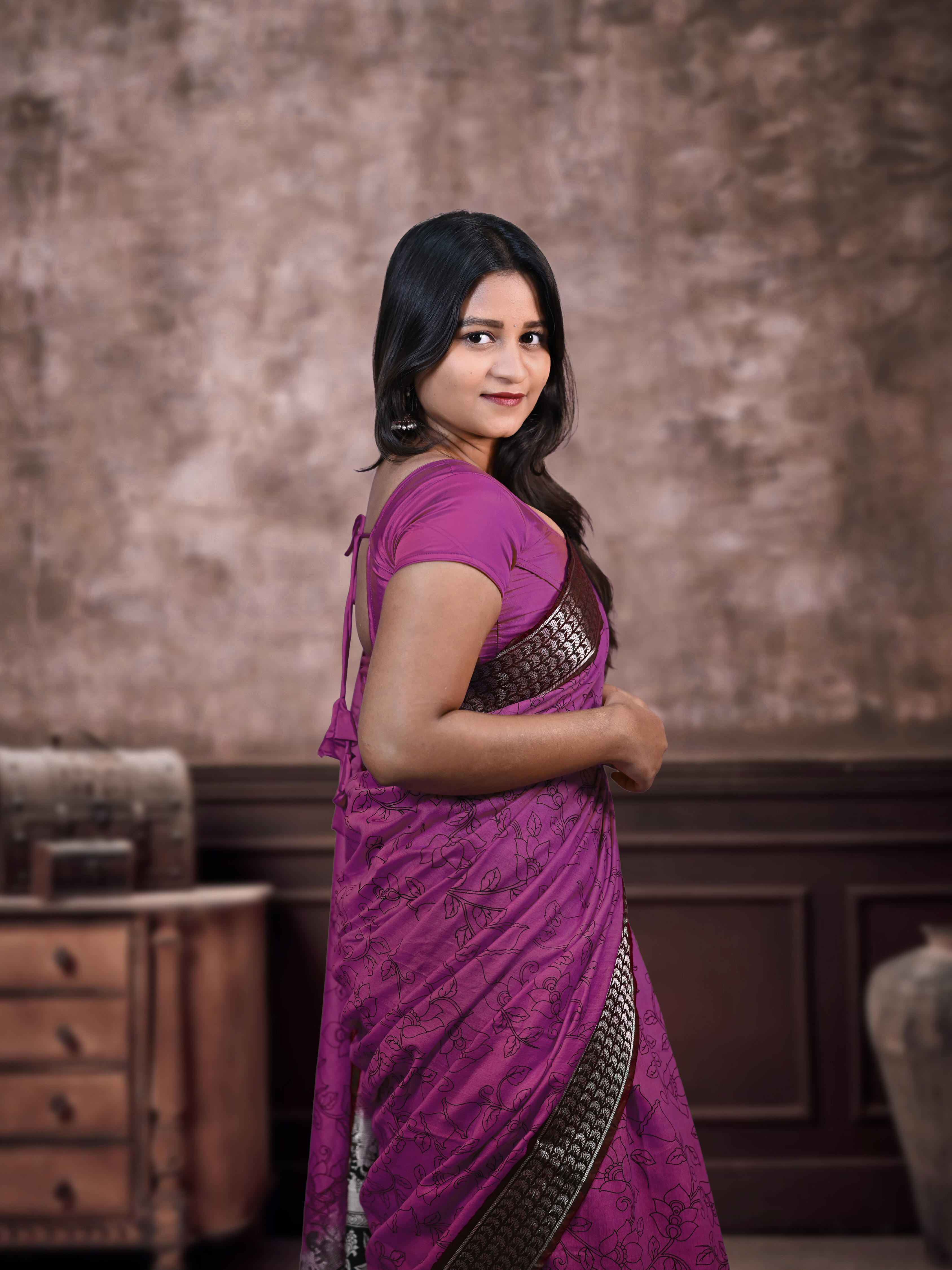 Dark Purple Kolkata Silk Saree