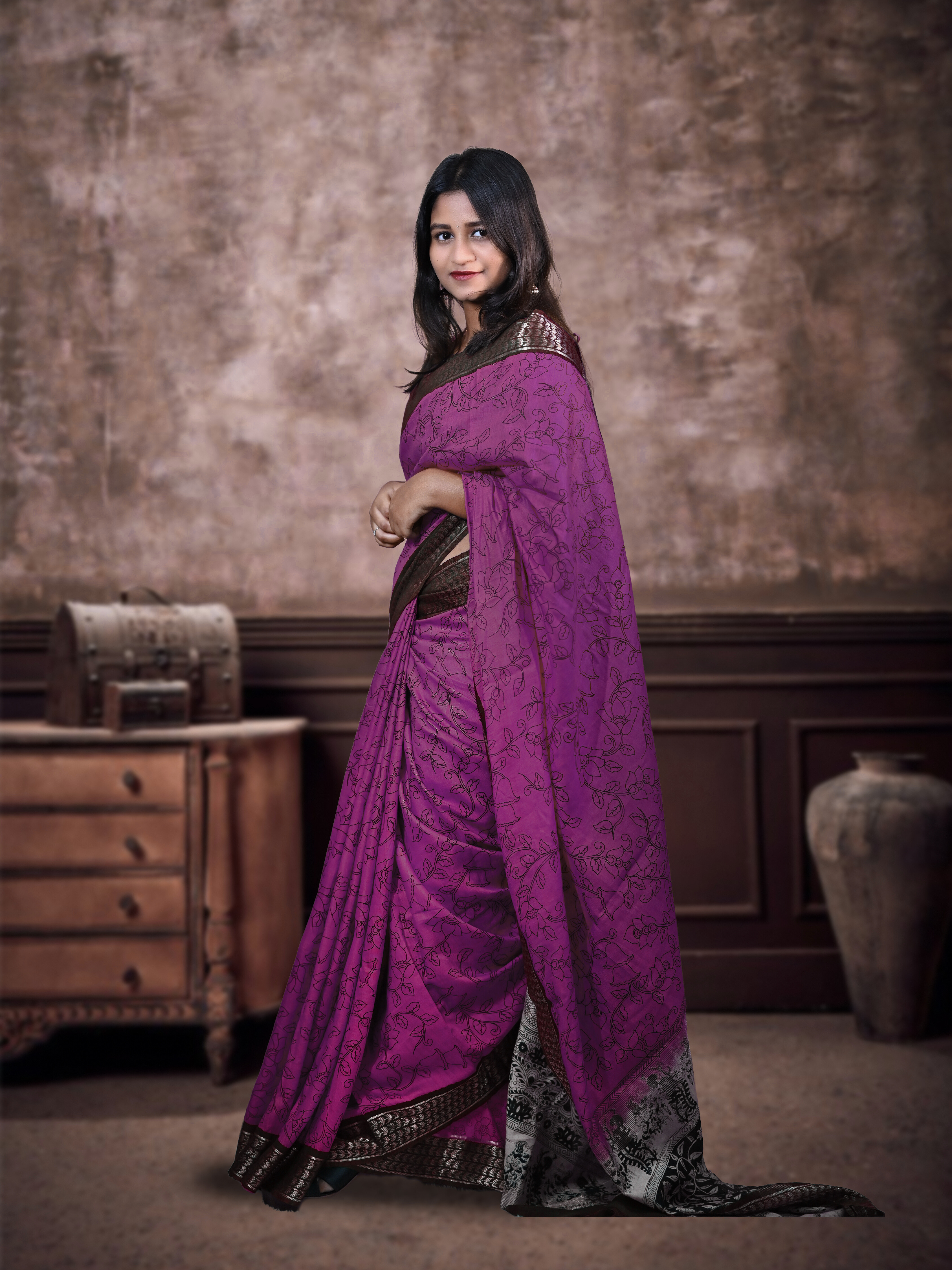 Dark Purple Kolkata Silk Saree