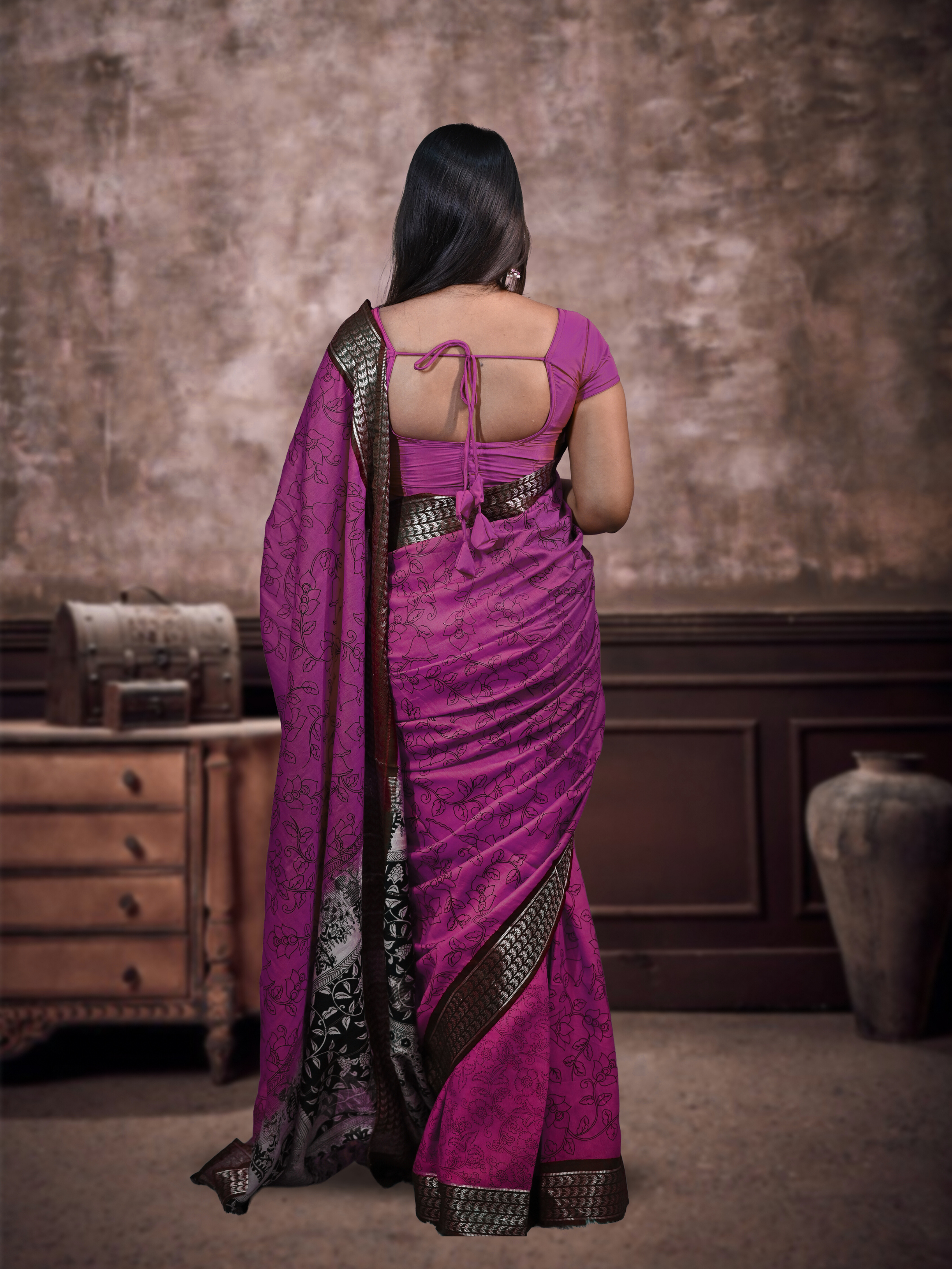 Dark Purple Kolkata Silk Saree