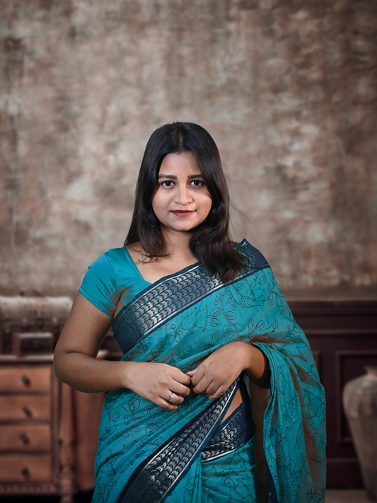 Dark Blue Kolkata Silk Saree
