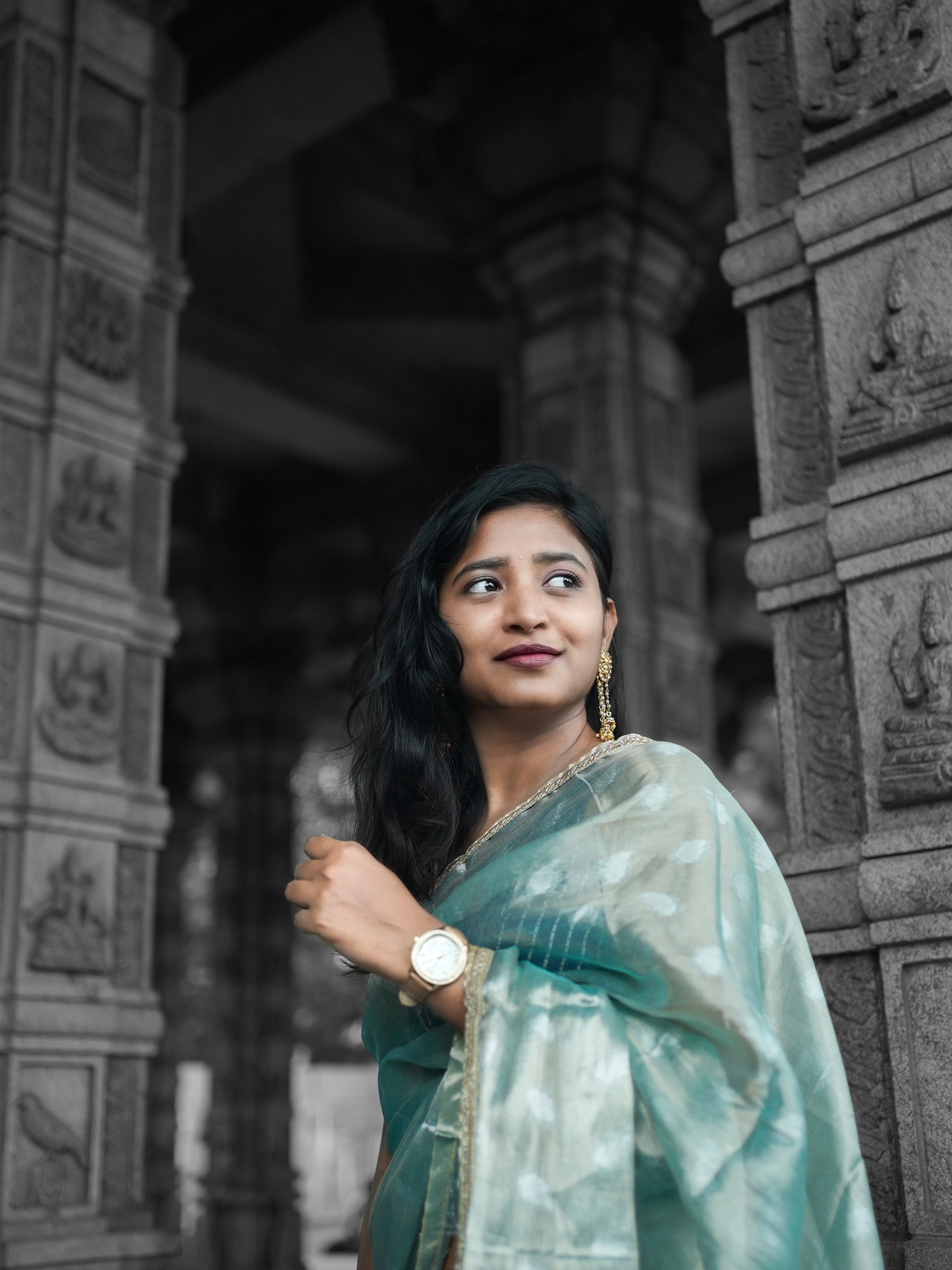 Blue Tissue Saree with Free Earrings